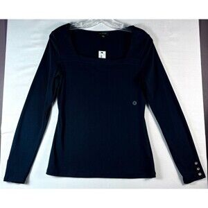 The Limited Womens Navy Blue Square Neck Long Sleeve Top Size Small NWT